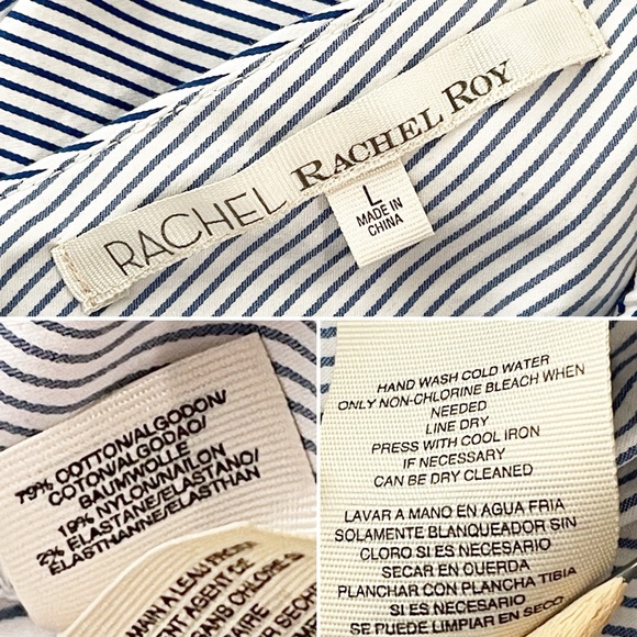 Rachel Rachel Roy Striped Flutter Sleeve Top Blue White Combo Size L - Picture 4 of 4